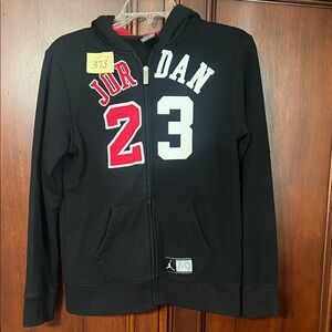 Jordan Black Zip-Up with Logo Patch Size 12-13 years Large